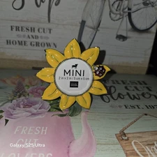 Enamel On Metal Mini Photo Frame Yellow Daisy w/Lady Bug for 2 x 2 Photo