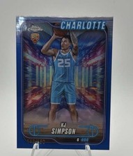 Rookie KJ Simpson 2025-26 Topps Chrome #45 Blue Refractor 147/150 Hornets