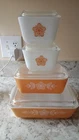 Vintage Pyrex butterfly gold refrigerator dish set