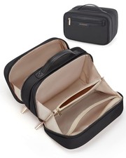 BAGSMART Travel Makeup Bag, Make Up Bag with Multiple Compartments for Black