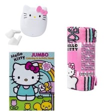 New 3pc Hello Kitty Bluetooth Wireless Earbuds, Activity Book, Throw Blanket
