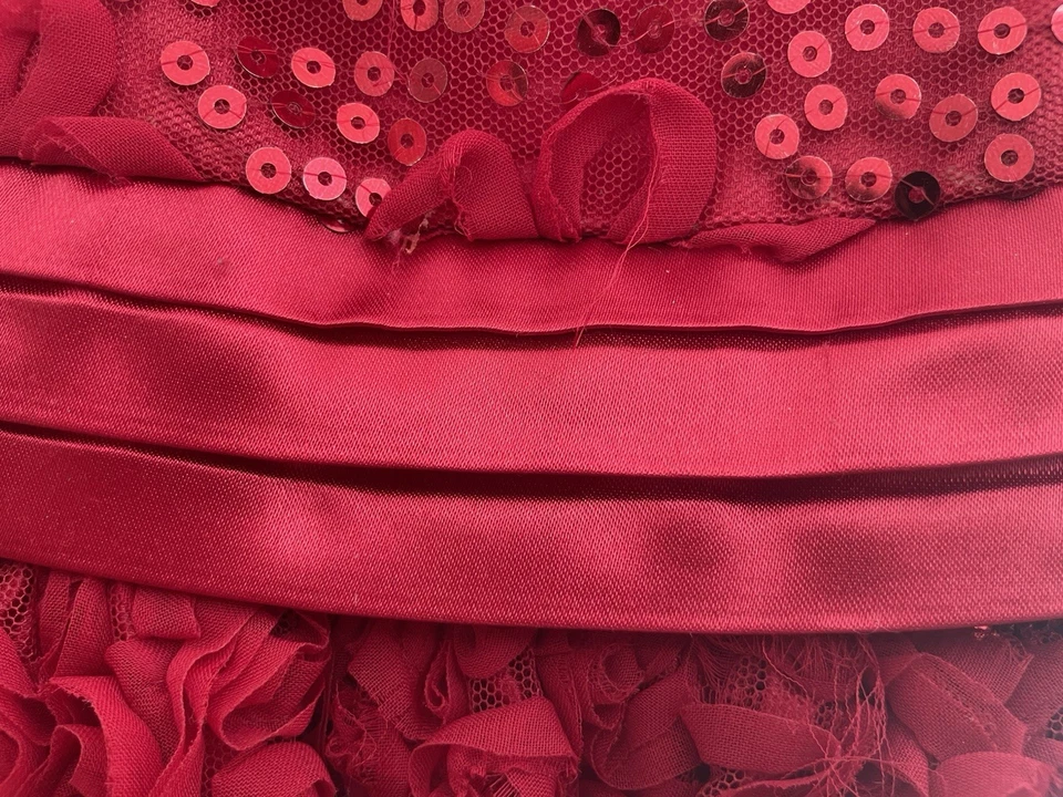 Vestido sin mangas American Princess niños niñas rojo liso lentejuelas floral poliéster 5 Foto 3 de 4