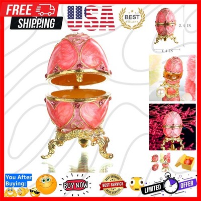 Faberge Egg Trinket box Jewelry Box Hinged Collectible Rhinestones Jeweled Pa...