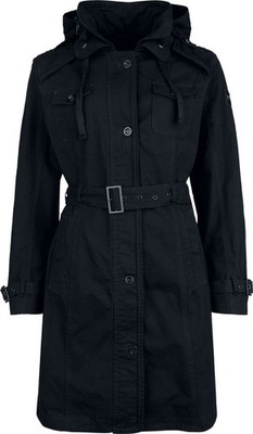 Black Premium by EMP Damen schwarzer Mantel mit Kapuze