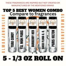 5x pcs 1/3 Oz Compare  Cologne Body Oil Fragrance for Women Pure Uncut Body Oil