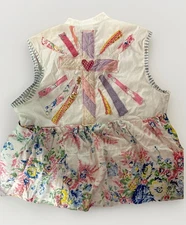 Upcycled Clothing Christian Shirt Tunic Patchwork Cross Art To Wear Womens XL