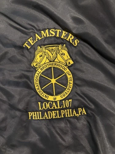 Vtg 90s Teamsters Local 107 Philly Satin Bomber Jacket 2XL Game Sportswear image 11