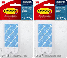 Water-Resistant Adhesive Refill Strips, Large (Pack of 16) – Damage-Free Hanging 1.54 per strip