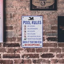 Noete Pool Rules Sign 8x12 Inch Vintage Tin Metal Signs for Swimming Pool & Wate