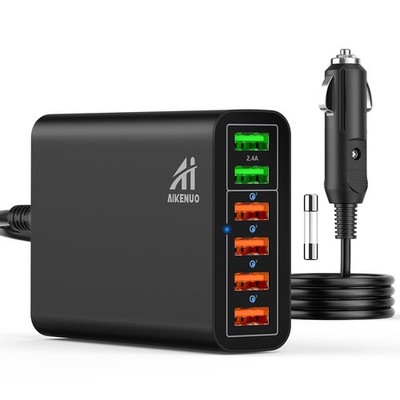 96W 6 Port USB Car Charger QC3.0 Fast Multi Device Adapter
