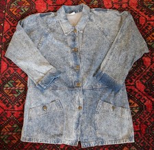 VTG OSHKOSH Women  s XL Denim Acid Wash Chore Coat Barn Jacket USA 1990's