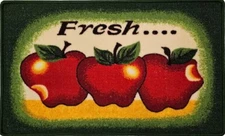 Printed Nylon Kitchen Rug(nonskid)(18"x30") 3 FRESH RED APPLES ON GREEN, Daniel