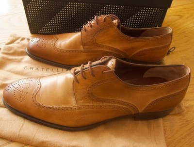 FRATELLI ROSSETTI Derby Brogue Herrenschuhe 24029 Braun, Ledersohle, Gr 42, NEU