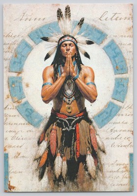 Praying Standing Up Blue Circle Native American 4x6 Brand New 2026 Image Card PC