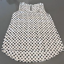Pleione Women's Geometric Dots Sleeveless Top Sheer Ivory Black Size S