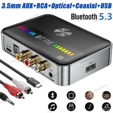 Bluetooth 5.3 Transmitter Receiver 3.5mm AUX RCA TV Home Stereo Audio Adapter