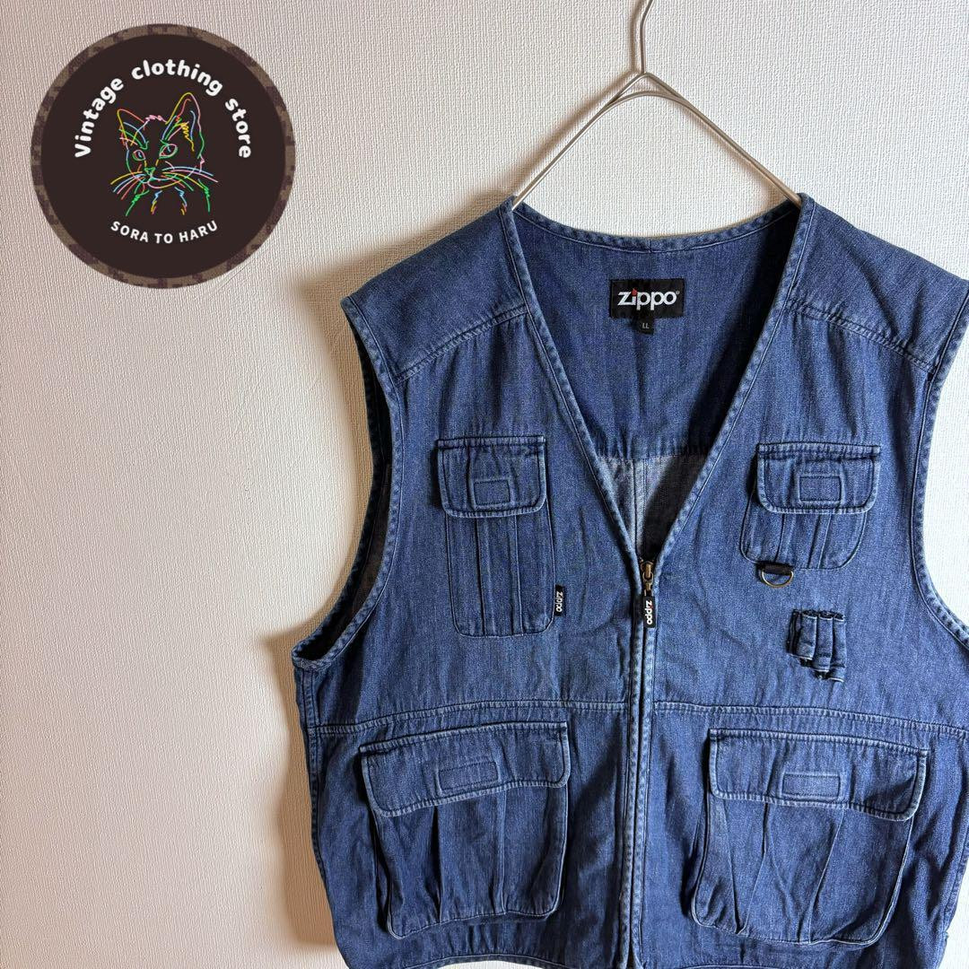 Vest Denim Pocket Zippo Vintage Blue-image