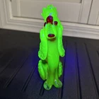 Murano Glass 6” Sitting Poodle Dog Red Vaseline Uranium Glass Vintage ***