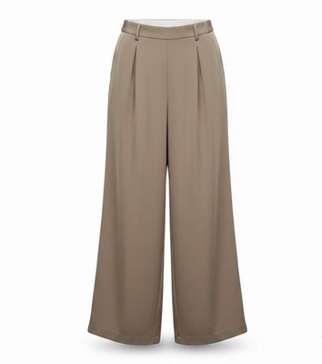 Tronjori Womens Tan Khaki Wide-Leg & Pleated Lightweight Pants Size L