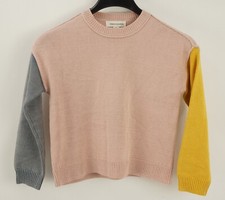 New Treasure  Bond Kids Medium 8/10 Pink Yellow Gray Colorblock Crew Sweater
