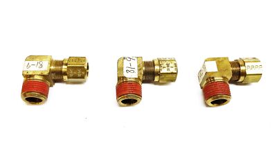 Parker 3/8'' Tube Male x 1/2'' Thread Male Brass Compression Elbow [Lot of 3] NOS