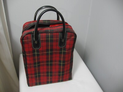 vintage Plaid Aladdin picnic set bag thermos and food tray