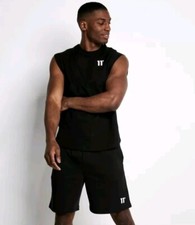 Image of BNWT 11 DEGREES Men's Designer Crew Core Cut Off Sleeve T Shirt Size XS