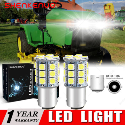 2 Blinding Brite LED headlight bulbs for Deere 415 420 425 445 455 mower tractor