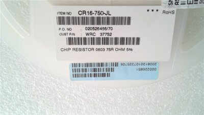 50 x Dickfilmwiderstand - 75 Ohm - 100 mW - 5% - 0603 - NEU