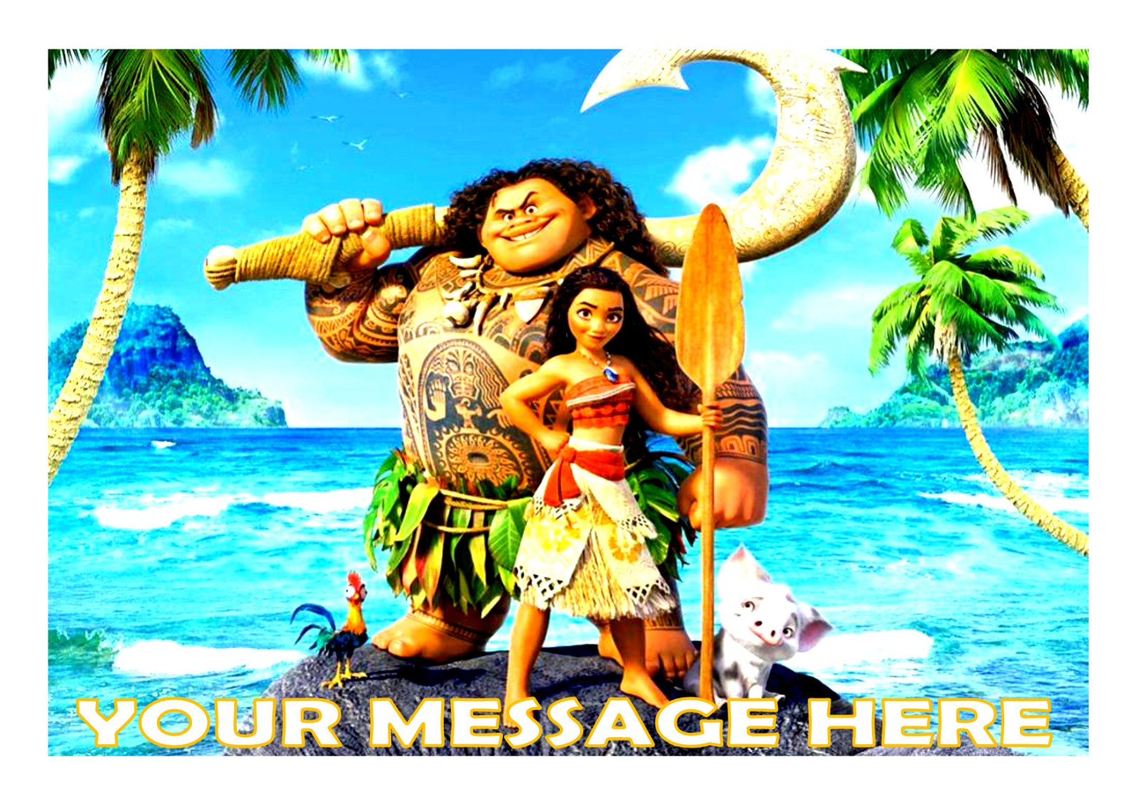 MOANA   A4 PERSONALISED  CAKE TOPPER EDIBLE ICING SHEET
