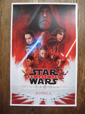 2017 Star Wars The Last Jedi Movie Poster 11x17 Kylo Ren Rey