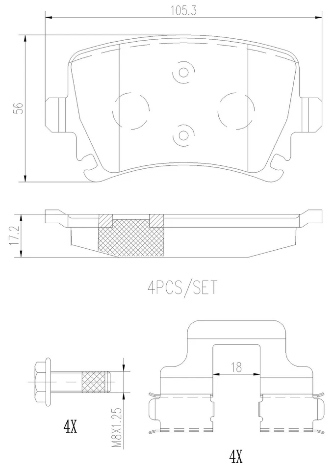 Pastillas de freno traseras Brembo cerámica OE para VW GTI Jetta Tiguan Audi A3 A4 A6 Quattro Foto 3 de 4