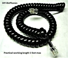 25-Pack Lot Black 9Ft Generic Handset Cord Landline Telephone Universal Fit Coil
