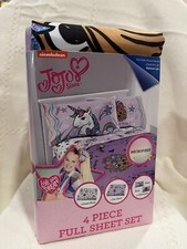 Nickelodeon JoJo Siwa 4 Piece Full Size Sheet Set Cob the Unicorn BowBow the Dog