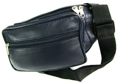 LEATHER EMPORIUM BOLSO TRASERO SUAVE DE CUERO AZUL REAL 7 CREMALLERA 6 BOLSA FESTIVAL VACACIONES VIAJE SEGURIDAD