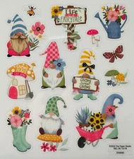 2 Sheets Spring Gnome Garden Floral Stickers Planner Supply Crafts Scrapbook