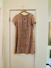 VTG 1950  s 60s Silk Brocade Handmade Shift Sheath Metal Zipper Floral Dress M