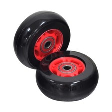 76 mm x 30 mm Caster Wheels for Razor Crazy Cart, Black Wheel Red Hub Set of 2 