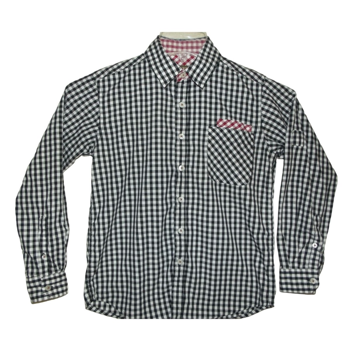 【S/DOUBLE】Yard Plaid Shirt チェック ボタンダウン シャツ Buzz Cuts Shirt Boys M(10-12) Button-Down black red