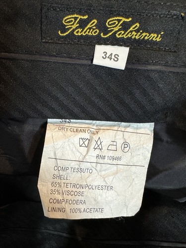Fabio Fabrini Men's 3 Piece Slim Fit Suit blk sz 40S 32S EUC prom wedding dance - Picture 13 of 13