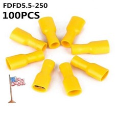 Copper PVC 12-10AWG Fully Female Spade Insulated Terminals Crimp Connector 100x