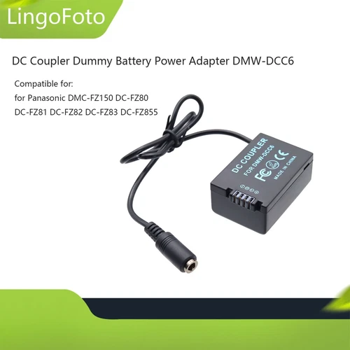 DC Coupler Dummy Battery Power Adapter DMW-DCC6 for Panasonic DMC-FZ150 DC-FZ80