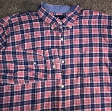 Crown Ivy Classic Fit Mens Size 2XL XXL Button Up Down Pink Blue Plaid Shirt