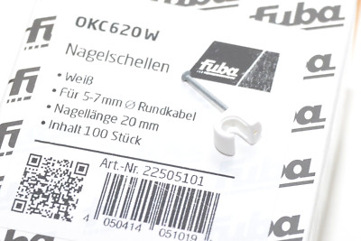 25x Nagelschelle / Kabel-Schelle für Kabel-Ø 5 - 7 mm v. FUBA Typ OKC620W, Clamp