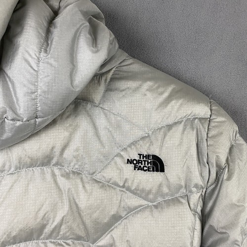 The North Face Girls XL 18 Reversible 550 Series Down Puffer Jacket Hood Silver - Picture 8 of 13