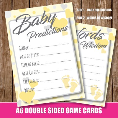 Baby Predictions Shower Spiel, Baby Geschlecht offenbaren Weisheit 10 Spieler Karten 32