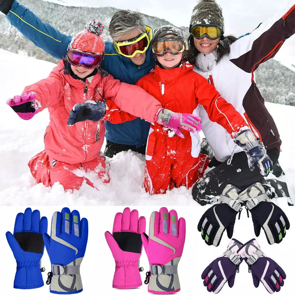 Kids Boys Girls Ski Gloves Winter Waterproof Thermal Ski Snow