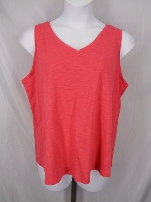 Chicos Cotton Slub V-Neck Ultimate Tee Tank Top Malibu Punch Sz 3 (16) XL New