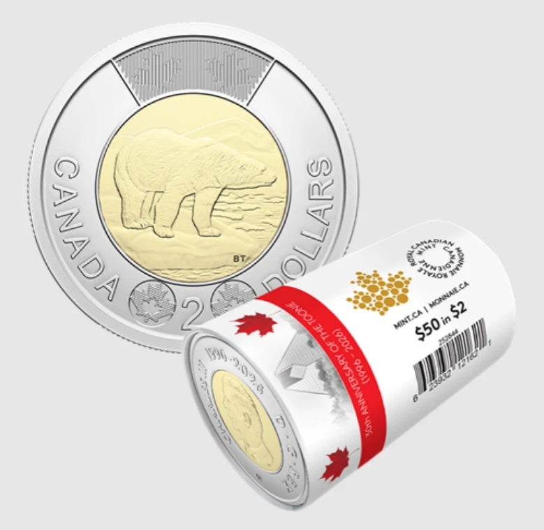 2026 Canada $2 Toonie 30th anniversary - winnipeg mint mark - from roll - Image 2 of 3