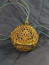 Vintage Christmas ELECTRONIC CHIRPING ORNAMENT Bird Gold Filigree WORKS 70s MCM